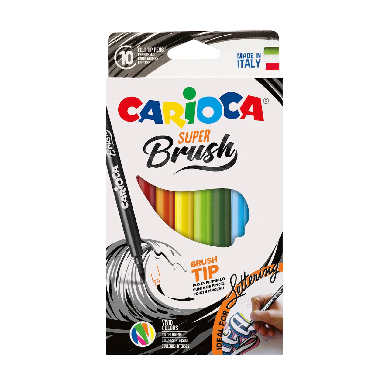 CARIOCA® 10 Color Super Brush Washable Felt Tip Pen Set